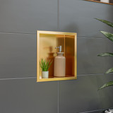 Alfi ABNP1212-BG 12" x 12" Brushed Gold PVD Stainless Steel Square Single Shelf Shower Niche