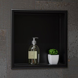 ALFI 16" x 16" Brushed Black PVD Steel Square Single Shelf Shower Niche - ABNP1616-BB