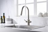 Oakland KSK1218-BN Two Handle Pull-Down Single Hole Kitchen Faucet - Brushed Nickel