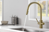 Oakland KSK1218-SG Two Handle Pull-Down Single Hole Kitchen Faucet - Satin Gold