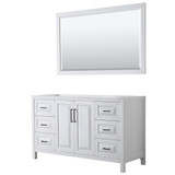 Wyndham WCV252560SWBCXSXXM58 Daria 60 Inch Single Bathroom Vanity in White, No Countertop, No Sink, Matte Black Trim, 58 Inch Mirror