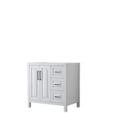 Wyndham WCV252536SWBCXSXXMXX Daria 36 Inch Single Bathroom Vanity in White, No Countertop, No Sink, Matte Black Trim