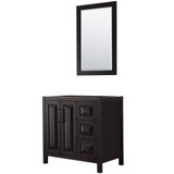 Wyndham WCV252536SEBCXSXXM24 Daria 36 Inch Single Bathroom Vanity in Dark Espresso, No Countertop, No Sink, Matte Black Trim, 24 Inch Mirror