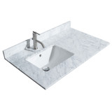 Wyndham WCV252536SWBCMUNSMXX Daria 36 Inch Single Bathroom Vanity in White, White Carrara Marble Countertop, Undermount Square Sink, Matte Black Trim