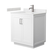 Wyndham WCF292930SWHC2UNSMXX Miranda 30 Inch Single Bathroom Vanity in White, Carrara Cultured Marble Countertop, Undermount Square Sink, Brushed Nickel Trim