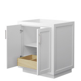Wyndham WCF292930SWHCXSXXMXX Miranda 30 Inch Single Bathroom Vanity in White, No Countertop, No Sink, Brushed Nickel Trim