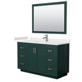 Wyndham WCF292954SGEC2UNSM46 Miranda 54 Inch Single Bathroom Vanity in Green, Carrara Cultured Marble Countertop, Undermount Square Sink, Brushed Nickel Trim, 46 Inch Mirror
