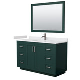 Wyndham WCF292954SGEWCUNSM46 Miranda 54 Inch Single Bathroom Vanity in Green, White Cultured Marble Countertop, Undermount Square Sink, Brushed Nickel Trim, 46 Inch Mirror