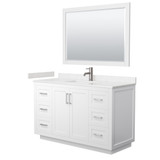 Wyndham WCF292954SWHC2UNSM46 Miranda 54 Inch Single Bathroom Vanity in White, Carrara Cultured Marble Countertop, Undermount Square Sink, Brushed Nickel Trim, 46 Inch Mirror