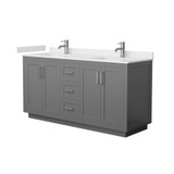 Wyndham WCF292966DKGC2UNSMXX Miranda 66 Inch Double Bathroom Vanity in Dark Gray, Carrara Cultured Marble Countertop, Undermount Square Sinks, Brushed Nickel Trim