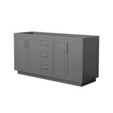 Wyndham WCF292966DKGCXSXXMXX Miranda 66 Inch Double Bathroom Vanity in Dark Gray, No Countertop, No Sink, Brushed Nickel Trim