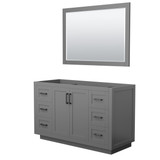 Wyndham WCF292954SGBCXSXXM46 Miranda 54 Inch Single Bathroom Vanity in Dark Gray, No Countertop, No Sink, Matte Black Trim, 46 Inch Mirror