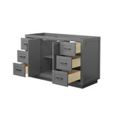 Wyndham WCF292954SGBCXSXXMXX Miranda 54 Inch Single Bathroom Vanity in Dark Gray, No Countertop, No Sink, Matte Black Trim
