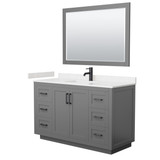 Wyndham WCF292954SGBC2UNSM46 Miranda 54 Inch Single Bathroom Vanity in Dark Gray, Carrara Cultured Marble Countertop, Undermount Square Sink, Matte Black Trim, 46 Inch Mirror
