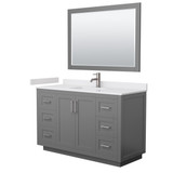 Wyndham WCF292954SKGWCUNSM46 Miranda 54 Inch Single Bathroom Vanity in Dark Gray, White Cultured Marble Countertop, Undermount Square Sink, Brushed Nickel Trim, 46 Inch Mirror
