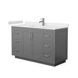 Wyndham WCF292954SKGC2UNSMXX Miranda 54 Inch Single Bathroom Vanity in Dark Gray, Carrara Cultured Marble Countertop, Undermount Square Sink, Brushed Nickel Trim