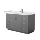 Wyndham WCF292954SKGWCUNSMXX Miranda 54 Inch Single Bathroom Vanity in Dark Gray, White Cultured Marble Countertop, Undermount Square Sink, Brushed Nickel Trim