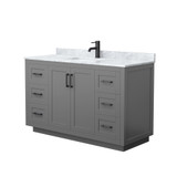 Wyndham WCF292954SGBCMUNSMXX Miranda 54 Inch Single Bathroom Vanity in Dark Gray, White Carrara Marble Countertop, Undermount Square Sink, Matte Black Trim