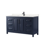 Wyndham WCV252560SBBC2UNSMXX Daria 60 Inch Single Bathroom Vanity in Dark Blue, Carrara Cultured Marble Countertop, Undermount Square Sink, Matte Black Trim Wyndham WCV252560SBBC2UNSMXX Daria 60 Inch Single Bathroom Vanity in Dark Blue, Carrara Cultured Marble Countertop, Undermount Square Sink, Matte Black Trim
