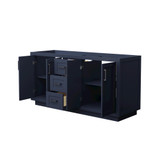 Wyndham WCF292966DBBCXSXXMXX Miranda 66 Inch Double Bathroom Vanity in Dark Blue, No Countertop, No Sink, Matte Black Trim