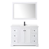 Wyndham WCV232348SWBWCUNSM46 Avery 48 Inch Single Bathroom Vanity in White, White Cultured Marble Countertop, Undermount Square Sink, Matte Black Trim, 46 Inch Mirror Wyndham WCV232348SWBWCUNSM46 Avery 48 Inch Single Bathroom Vanity in White, White Cultured Marble Countertop, Undermount Square Sink, Matte Black Trim, 46 Inch Mirror