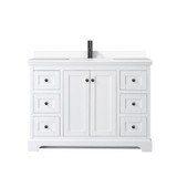 Wyndham WCV232348SWBWCUNSMXX Avery 48 Inch Single Bathroom Vanity in White, White Cultured Marble Countertop, Undermount Square Sink, Matte Black Trim Wyndham WCV232348SWBWCUNSMXX Avery 48 Inch Single Bathroom Vanity in White, White Cultured Marble Countertop, Undermount Square Sink, Matte Black Trim