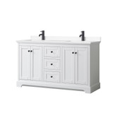 Wyndham WCV232360DWBWCUNSMXX Avery 60 Inch Double Bathroom Vanity in White, White Cultured Marble Countertop, Undermount Square Sinks, Matte Black Trim Wyndham WCV232360DWBWCUNSMXX Avery 60 Inch Double Bathroom Vanity in White, White Cultured Marble Countertop, Undermount Square Sinks, Matte Black Trim