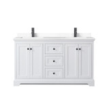 Wyndham WCV232360DWBWCUNSMXX Avery 60 Inch Double Bathroom Vanity in White, White Cultured Marble Countertop, Undermount Square Sinks, Matte Black Trim Wyndham WCV232360DWBWCUNSMXX Avery 60 Inch Double Bathroom Vanity in White, White Cultured Marble Countertop, Undermount Square Sinks, Matte Black Trim