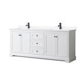Wyndham WCV232380DWBWCUNSMXX Avery 80 Inch Double Bathroom Vanity in White, White Cultured Marble Countertop, Undermount Square Sinks, Matte Black Trim Wyndham WCV232380DWBWCUNSMXX Avery 80 Inch Double Bathroom Vanity in White, White Cultured Marble Countertop, Undermount Square Sinks, Matte Black Trim