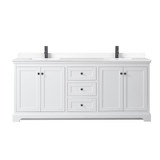 Wyndham WCV232380DWBWCUNSMXX Avery 80 Inch Double Bathroom Vanity in White, White Cultured Marble Countertop, Undermount Square Sinks, Matte Black Trim Wyndham WCV232380DWBWCUNSMXX Avery 80 Inch Double Bathroom Vanity in White, White Cultured Marble Countertop, Undermount Square Sinks, Matte Black Trim