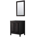 Wyndham WCV252530SEBCXSXXM24 Daria 30 Inch Single Bathroom Vanity in Dark Espresso, No Countertop, No Sink, Matte Black Trim, 24 Inch Mirror