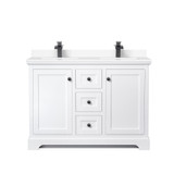 Wyndham WCV232348DWBWCUNSMXX Avery 48 Inch Double Bathroom Vanity in White, White Cultured Marble Countertop, Undermount Square Sinks, Matte Black Trim Wyndham WCV232348DWBWCUNSMXX Avery 48 Inch Double Bathroom Vanity in White, White Cultured Marble Countertop, Undermount Square Sinks, Matte Black Trim