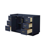 Wyndham WCF292954SBLCXSXXMXX Miranda 54 Inch Single Bathroom Vanity in Dark Blue, No Countertop, No Sink, Brushed Gold Trim