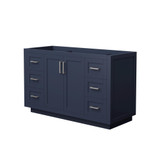 Wyndham WCF292954SBNCXSXXMXX Miranda 54 Inch Single Bathroom Vanity in Dark Blue, No Countertop, No Sink, Brushed Nickel Trim