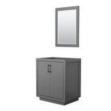 Wyndham WCF111130SGBCXSXXM24 Icon 30 Inch Single Bathroom Vanity in Dark Gray, No Countertop, No Sink, Matte Black Trim, 24 Inch Mirror