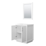 Wyndham WCF111130SWHCXSXXM24 Icon 30 Inch Single Bathroom Vanity in White, No Countertop, No Sink, Brushed Nickel Trim, 24 Inch Mirror