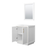 Wyndham WCF111130SWZCXSXXM24 Icon 30 Inch Single Bathroom Vanity in White, No Countertop, No Sink, Satin Bronze Trim, 24 Inch Mirror Wyndham WCF111130SWZCXSXXM24 Icon 30 Inch Single Bathroom Vanity in White, No Countertop, No Sink, Satin Bronze Trim, 24 Inch Mirror