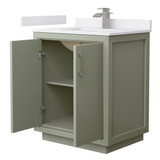 Wyndham WCF111130SLGWCUNSMXX Icon 30 Inch Single Bathroom Vanity in Light Green, White Cultured Marble Countertop, Undermount Square Sink, Brushed Nickel Trim