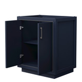 Wyndham WCF111130SBNCXSXXMXX Icon 30 Inch Single Bathroom Vanity in Dark Blue, No Countertop, No Sink, Brushed Nickel Trim