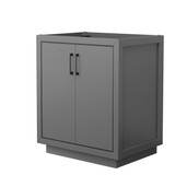 Wyndham WCF111130SGBCXSXXMXX Icon 30 Inch Single Bathroom Vanity in Dark Gray, No Countertop, No Sink, Matte Black Trim