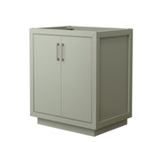 Wyndham WCF111130SLGCXSXXMXX Icon 30 Inch Single Bathroom Vanity in Light Green, No Countertop, No Sink, Brushed Nickel Trim