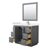 Wyndham WCF111142SKGWCUNSM34 Icon 42 Inch Single Bathroom Vanity in Dark Gray, White Cultured Marble Countertop, Undermount Square Sink, Brushed Nickel Trim, 34 Inch Mirror