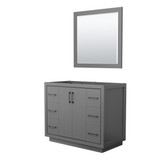 Wyndham WCF111142SGBCXSXXM34 Icon 42 Inch Single Bathroom Vanity in Dark Gray, No Countertop, No Sink, Matte Black Trim, 34 Inch Mirror