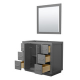 Wyndham WCF111142SKGCXSXXM34 Icon 42 Inch Single Bathroom Vanity in Dark Gray, No Countertop, No Sink, Brushed Nickel Trim, 34 Inch Mirror Wyndham WCF111142SKGCXSXXM34 Icon 42 Inch Single Bathroom Vanity in Dark Gray, No Countertop, No Sink, Brushed Nickel Trim, 34 Inch Mirror