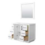 Wyndham WCF111142SWBCXSXXM34 Icon 42 Inch Single Bathroom Vanity in White, No Countertop, No Sink, Matte Black Trim, 34 Inch Mirror