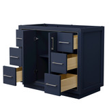 Wyndham WCF111142SBNCXSXXMXX Icon 42 Inch Single Bathroom Vanity in Dark Blue, No Countertop, No Sink, Brushed Nickel Trim