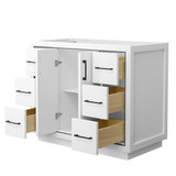 Wyndham WCF111142SWBCXSXXMXX Icon 42 Inch Single Bathroom Vanity in White, No Countertop, No Sink, Matte Black Trim