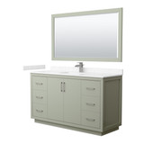 Wyndham WCF111160SLGC2UNSM58 Icon 60 Inch Single Bathroom Vanity in Light Green, Carrara Cultured Marble Countertop, Undermount Square Sink, Brushed Nickel Trim, 58 Inch Mirror