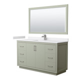 Wyndham WCF111160SLGWCUNSM58 Icon 60 Inch Single Bathroom Vanity in Light Green, White Cultured Marble Countertop, Undermount Square Sink, Brushed Nickel Trim, 58 Inch Mirror