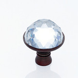 JVJ Old World Bronze 31% Leaded Crystal 30 mm (1 3/16") Half-European Cut Door Knob - 52612